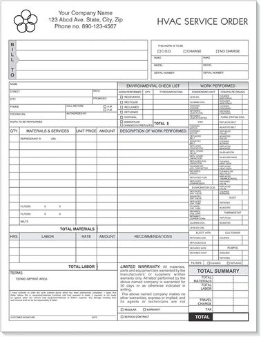 NextDayLabels - HVAC Service Order Invoice & Repair Detail Form, 3 Part Carbonless (100 Sets) Letter Size Forms in Kuwait