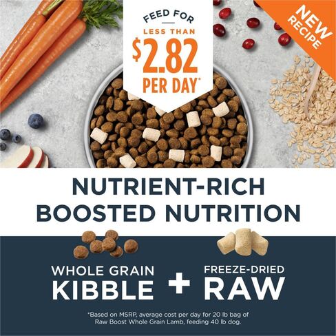 Instinct Raw Boost، طعام الكلاب الجاف الطبيعي مع قطع مجففة بالتجميد، نسبة عالية من البروتين، وصفة الحبوب الكاملة - الدجاج الحقيقي والأرز البني، كيس 20 رطل in Kuwait