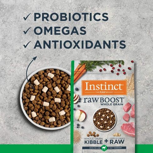 Instinct Raw Boost، طعام الكلاب الجاف الطبيعي مع قطع مجففة بالتجميد، نسبة عالية من البروتين، وصفة الحبوب الكاملة - الدجاج الحقيقي والأرز البني، كيس 20 رطل in Kuwait