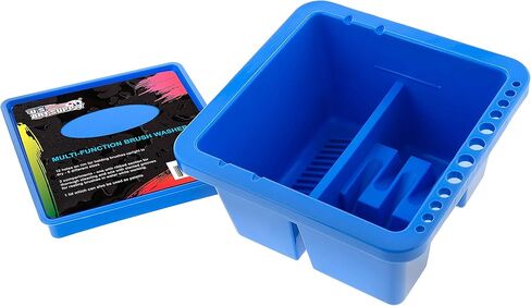 U.S. Art Supply Paint Brush Cleaner Washer, 16 Hole Paintbrush Holder, 18 Palette Wells Paint Tray, 3 Cleaning Basins, Acrylic, Watercolor, Oil, Painting Accessories in Kuwait