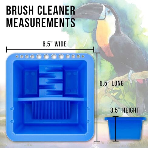 U.S. Art Supply Paint Brush Cleaner Washer, 16 Hole Paintbrush Holder, 18 Palette Wells Paint Tray, 3 Cleaning Basins, Acrylic, Watercolor, Oil, Painting Accessories in Kuwait