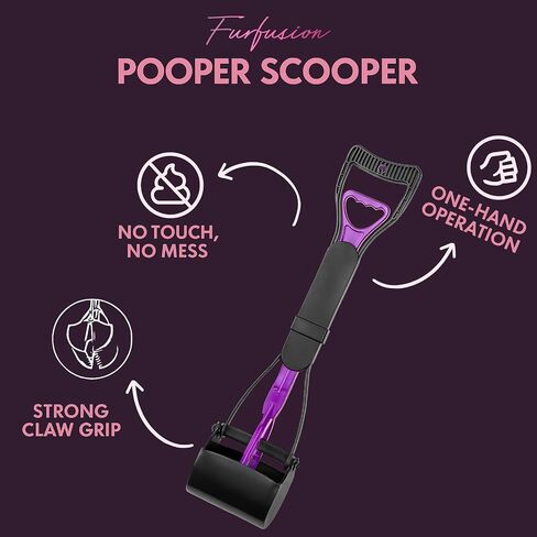 Poop Scooper for Dogs with 300 Bags & Dispenser - 32" Long Handle Heavy Duty Dog Poop Scooper - Portable Waste Jaw Rake for Grass & Gravel - No Bending Pet Waste Remover in Saudi Arabia