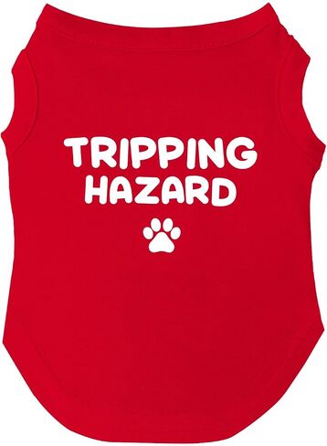 Tripping Hazard Dog Tee Shirt | Sleeveless Breeds | Tiny Dog | Funny |Red, Small 1353 in Saudi Arabia
