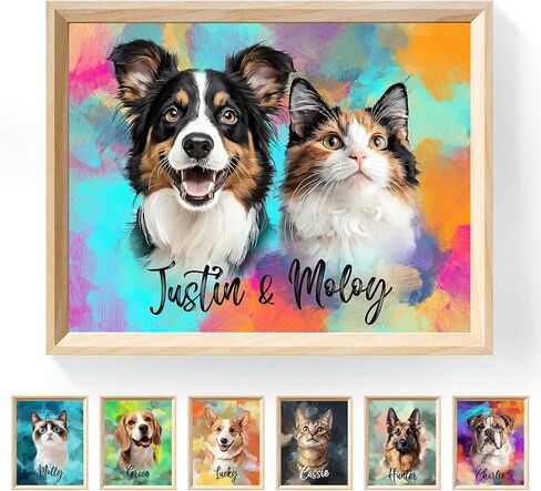 PAWSARTIZE Custom Pet Portrait, Hand-Painted Portrait from Your Photo, Dog Memorial Gifts, Dog Wall Art Perfect for Birthdays, Anniversaries & Cherished Gifts （multicolored） in Saudi Arabia