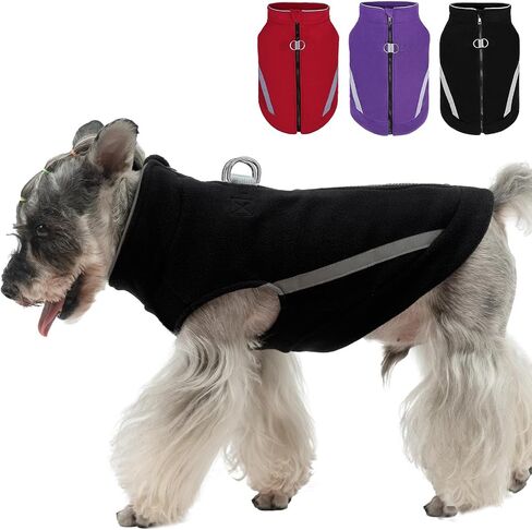 EXPAWLORER Dog Fleece Vest Jacket Sweater for Small Medium Large Dogs, Cold Weather Winter Coat Hoodie with Leash D-Ring and Zipper, Reflective Warm Sleeveless Puppy Clothes for S M L Boys Girls Cats in Saudi Arabia
