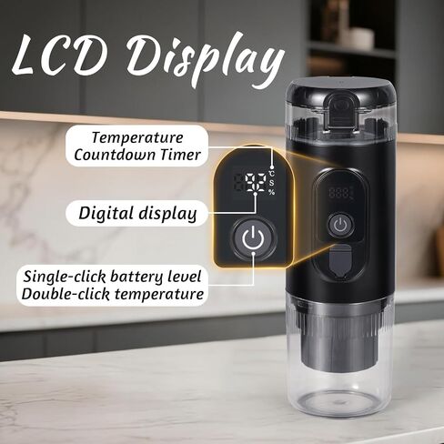 ماكينة اسبريسو محمولة، ماكينة صنع القهوة الكهربائية للسفر مع تسخين ذاتي ومنفذ USB-C، ضغط عالي 20 بار، متوافقة مع كبسولات القهوة والأرضيات (NS&DG) للتخييم، والمركبات الترفيهية، والمكتب، والسيارة in Kuwait