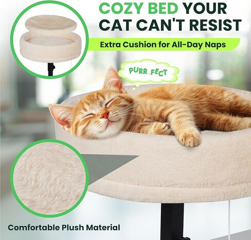 Zayana Cat Desk Bed - 360° Rotating & Adjustable Height Cat Bed Desk Mount with Soft Faux Fur Washable Cover, Space Saver Hammock for Home Office & Gaming Table, Stability Tested to 45lb, Grey in Saudi Arabia