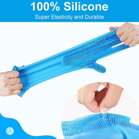 Pet Grooming Gloves for Dogs and Cats, Silicone Bathing and Massaging Gloves with High-Density Teeth, Heat Resistant Five Finger Design for Washing, Deshedding, Hair Removal Blue in Saudi Arabia
