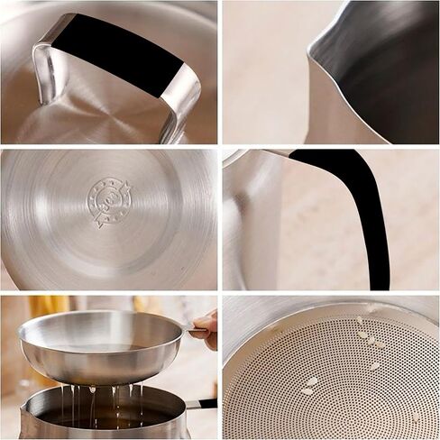 68oz 3-in-1 Stainless Steel Oil Filter Pot with Fine Mesh Oil Strainer & Tong, Heat-Resistant Handle, 2L Capacity Bacon Grease Container for Kitchen & Camping,Multi-Functional Frying Oil Container. in Saudi Arabia