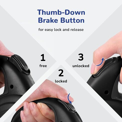 Pecute 32ft Retractable Dog Leash with Reflective Strips, One-Button Control & Sturdiness Nylon Material, Long Leash Retractable with Poop Bag Holder for Medium Large Dog in Kuwait