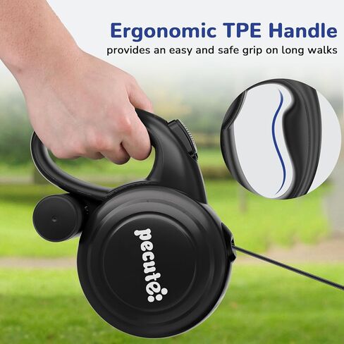 Pecute 32ft Retractable Dog Leash with Reflective Strips, One-Button Control & Sturdiness Nylon Material, Long Leash Retractable with Poop Bag Holder for Medium Large Dog in Kuwait