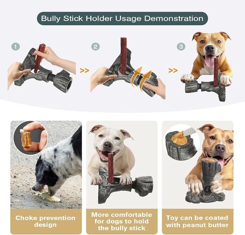 Bully Stick Holder & Frozen Snack Toy 2-in-1 for Large Aggressive Chewers, Durable Dog Chew Toy Reduces Anxiety & Prevents Choking, BPA-Free in Saudi Arabia