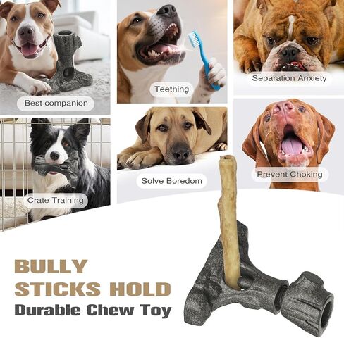 Bully Stick Holder & Frozen Snack Toy 2-in-1 for Large Aggressive Chewers, Durable Dog Chew Toy Reduces Anxiety & Prevents Choking, BPA-Free in Saudi Arabia