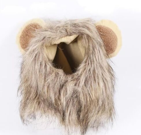 Lion-Shaped Pet Headwear Pet Hat - Adorable and Comfortable for Cats, Medium Size Neck Circumference 12.6 inchs in Saudi Arabia