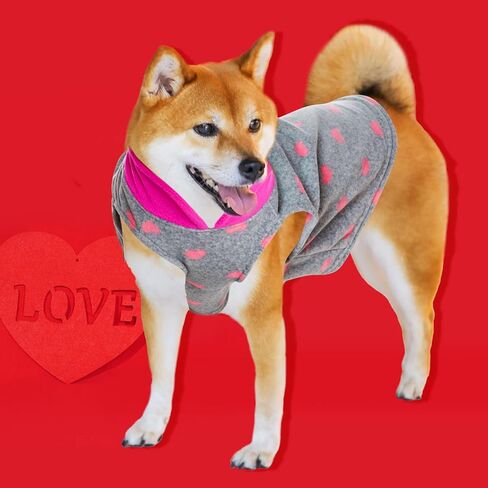 Rbenxia 2 Piece Grey and Pink Dog Heart Sweater with Leash Ring Soft Fleece Vest Dogs Pullover Warm Jacket Pet Dogs Clothes Winter Dog Outfits for Small Puppy Cat Pets (Small, Stars+Heart) in Kuwait