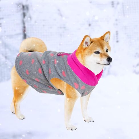 Rbenxia 2 Piece Grey and Pink Dog Heart Sweater with Leash Ring Soft Fleece Vest Dogs Pullover Warm Jacket Pet Dogs Clothes Winter Dog Outfits for Small Puppy Cat Pets (Small, Stars+Heart) in Kuwait