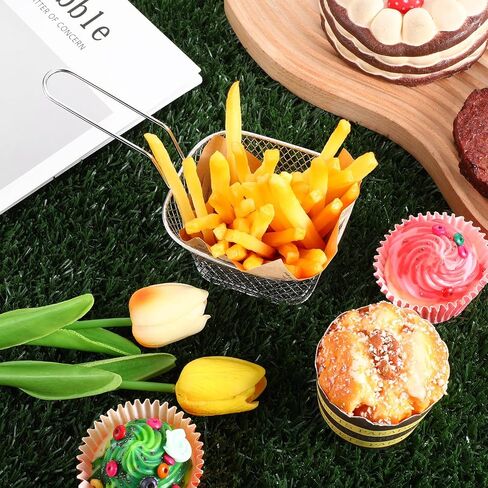 12 Pcs Mini Square Fry Basket, Stainless Steel Fry Baskets with Handle for French Fries Onion Rings Snacks - Reusable Deep Fryer Holder Fryer Container for Kitchen Restaurant Barbecue Party in Saudi Arabia