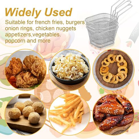 12 Pcs Mini Square Fry Basket, Stainless Steel Fry Baskets with Handle for French Fries Onion Rings Snacks - Reusable Deep Fryer Holder Fryer Container for Kitchen Restaurant Barbecue Party in Saudi Arabia
