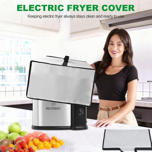 Electric Fryer Cover for Masterbuilt 3-in-1 10 Liter XL Electric Fryer MB20012420—Heavy-Duty Waterproof Heat-resistant Dustproof Electric Fryer Protective Case Deep Fryer Cover (Black) in Saudi Arabia