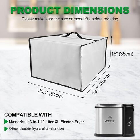 Electric Fryer Cover for Masterbuilt 3-in-1 10 Liter XL Electric Fryer MB20012420—Heavy-Duty Waterproof Heat-resistant Dustproof Electric Fryer Protective Case Deep Fryer Cover (Black) in Saudi Arabia