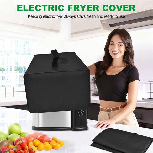 Electric Fryer Cover for Masterbuilt 3-in-1 10 Liter XL Electric Fryer MB20012420—Heavy-Duty Waterproof Heat-resistant Dustproof Electric Fryer Protective Case Deep Fryer Cover (Black) in Saudi Arabia