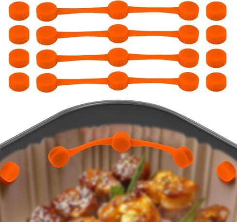 4 Sets Air Fryer Magnet Silicone Buckles, Include 4 Strips 8 Buckles Universal Air Fryer Magnets for Protecting Basket from Scratching Magnets Accessories for Holding down Parchment Paper Liner ﻿ in Saudi Arabia
