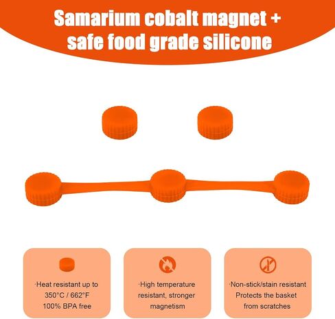 4 Sets Air Fryer Magnet Silicone Buckles, Include 4 Strips 8 Buckles Universal Air Fryer Magnets for Protecting Basket from Scratching Magnets Accessories for Holding down Parchment Paper Liner ﻿ in Saudi Arabia