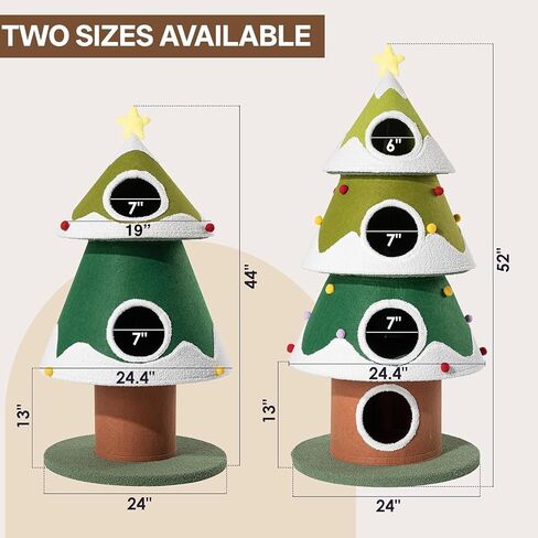 Gradient Christmas Cat Tree, Wide and Thickened Base for Stable and Sturdy, 2 Condos for Multiple Cats, Holiday-Themed Cat Christmas Tree, for Family with Cats in Kuwait