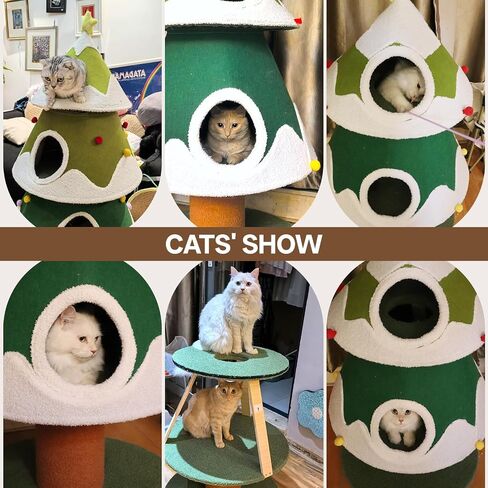 Gradient Christmas Cat Tree, Wide and Thickened Base for Stable and Sturdy, 2 Condos for Multiple Cats, Holiday-Themed Cat Christmas Tree, for Family with Cats in Kuwait