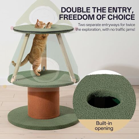 Gradient Christmas Cat Tree, Wide and Thickened Base for Stable and Sturdy, 2 Condos for Multiple Cats, Holiday-Themed Cat Christmas Tree, for Family with Cats in Kuwait