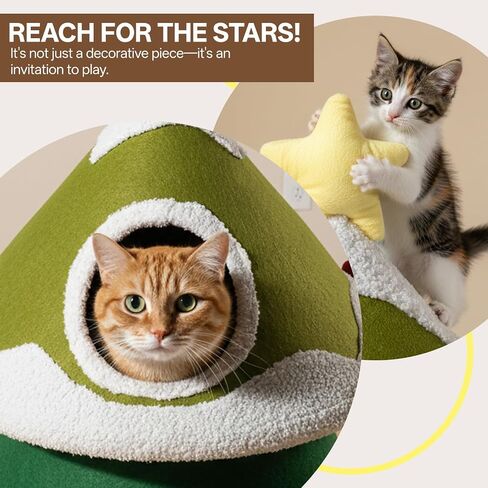 Gradient Christmas Cat Tree, Wide and Thickened Base for Stable and Sturdy, 2 Condos for Multiple Cats, Holiday-Themed Cat Christmas Tree, for Family with Cats in Kuwait