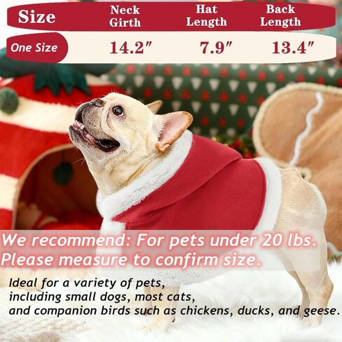 Pet Christmas Costume, Dogs Cats Chicken Duck Goose Cape with Hat Santa Claus Cloak and Xmas Deer with Pom Poms, for Domestic Pet Puppy Cat Gifts Christmas Outfit - Within 20 pounds (Santa) in Saudi Arabia