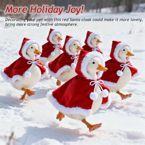 Pet Christmas Costume, Dogs Cats Chicken Duck Goose Cape with Hat Santa Claus Cloak and Xmas Deer with Pom Poms, for Domestic Pet Puppy Cat Gifts Christmas Outfit - Within 20 pounds (Santa) in Saudi Arabia