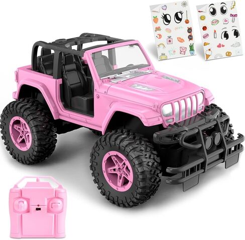 NQD Pink RC Cars 1:16 Scale with DIY Sticker, Remote Control Car for Girls, 80 Min Play 2.4Ghz Jeep RC Trucks,Little Girl Toys Gifts for 4-5 6-7 8-10 Years Old in Saudi Arabia