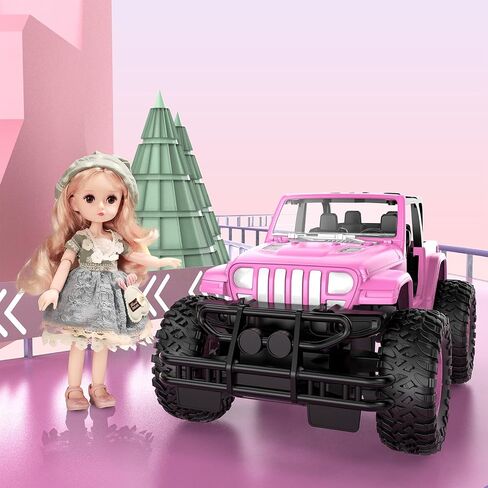 NQD Pink RC Cars 1:16 Scale with DIY Sticker, Remote Control Car for Girls, 80 Min Play 2.4Ghz Jeep RC Trucks,Little Girl Toys Gifts for 4-5 6-7 8-10 Years Old in Saudi Arabia
