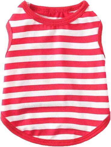 Petitebella Horizontal Stripes Puppy Dog Shirt (Red/White, Small) in Kuwait