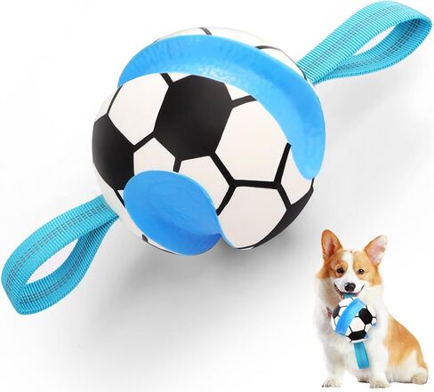Dog Toys Balls, Interactive Dog Soccer Ball with Pull Straps, Bouncing Water Toy, Durable Training Toy for Small Medium Pets, Puppy Toy for Indoor Outdoor Play in Saudi Arabia