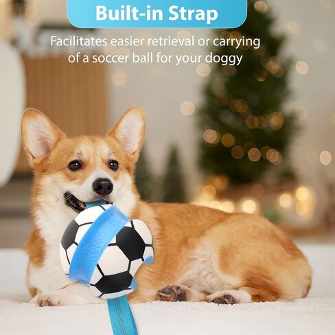Dog Toys Balls, Interactive Dog Soccer Ball with Pull Straps, Bouncing Water Toy, Durable Training Toy for Small Medium Pets, Puppy Toy for Indoor Outdoor Play in Saudi Arabia
