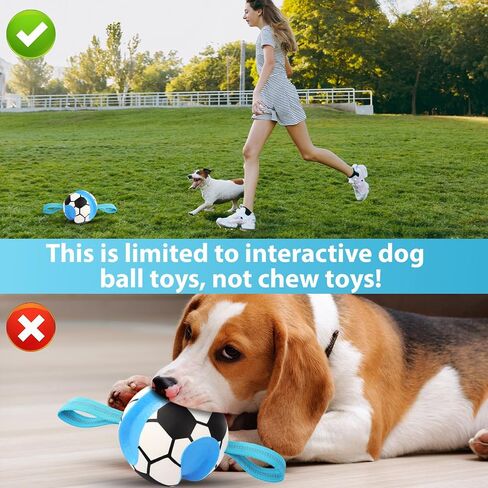 Dog Toys Balls, Interactive Dog Soccer Ball with Pull Straps, Bouncing Water Toy, Durable Training Toy for Small Medium Pets, Puppy Toy for Indoor Outdoor Play in Saudi Arabia