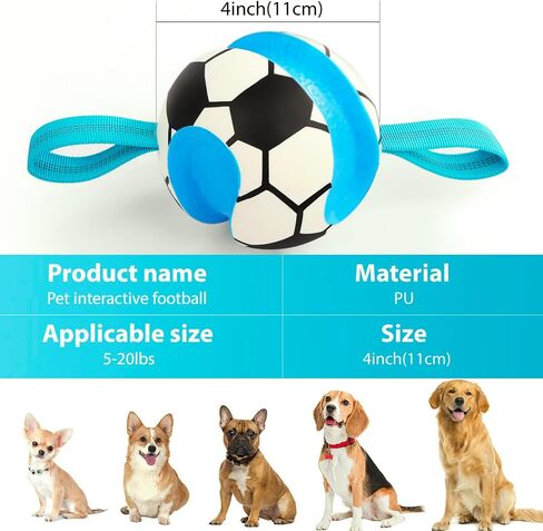 Dog Toys Balls, Interactive Dog Soccer Ball with Pull Straps, Bouncing Water Toy, Durable Training Toy for Small Medium Pets, Puppy Toy for Indoor Outdoor Play in Saudi Arabia