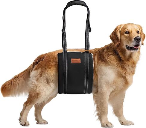 Dog Lift Harness for Large Dogs, Adjustable Comfortable Dog Sling with Handle, Knee & Rear Leg Support for Torn ACL Rehabilitation, Weak Rear Legs, Helps Senior, Disabled Canines(Black,L) in Saudi Arabia