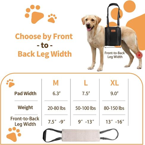 Dog Lift Harness for Large Dogs, Adjustable Comfortable Dog Sling with Handle, Knee & Rear Leg Support for Torn ACL Rehabilitation, Weak Rear Legs, Helps Senior, Disabled Canines(Black,L) in Saudi Arabia