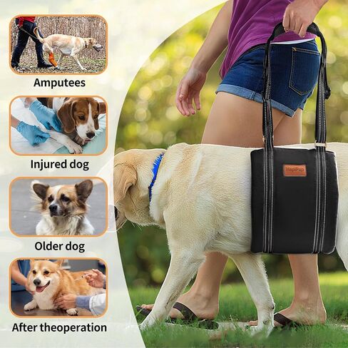 Dog Lift Harness for Large Dogs, Adjustable Comfortable Dog Sling with Handle, Knee & Rear Leg Support for Torn ACL Rehabilitation, Weak Rear Legs, Helps Senior, Disabled Canines(Black,L) in Saudi Arabia