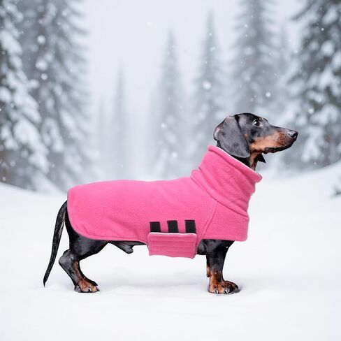 Geyecete Dachshund Clothes Dachshund Coat,Dachshund Winter Coat,Dachshund Jacket for Dogs Warm Windproof,High Neckine String Holes Miniature-Red-M in Saudi Arabia