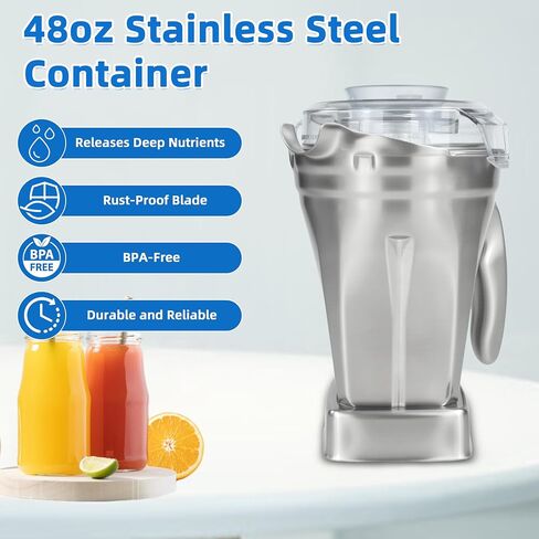 Stainless Steel Blender Pitcher 48oz, Replace for Vitamix 5000 5200 6300 6500 7500 E310 E320 Pro 200 500 750 vm0101 vm0197, Compatible with C/G-Series Explorian Commercial Ropel Series in Saudi Arabia