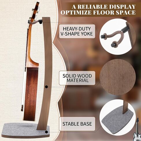 Wood Electric Guitar Stand Solid Wooden Acoustic Guitar Stand Handmade Guitar Holder Floor Guitar Hanging Stand for Home Living Room Decoration in Saudi Arabia