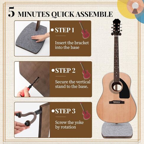 Wood Electric Guitar Stand Solid Wooden Acoustic Guitar Stand Handmade Guitar Holder Floor Guitar Hanging Stand for Home Living Room Decoration in Saudi Arabia