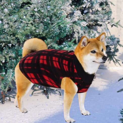 Rbenxia 4 Pieces Buffalo Plaid Dog Sweaters with Leash Ring Soft Fleece Vest Dogs Pullover Warm Jacket Pet Dogs Clothes Winter Dog Outfits for Small Puppy Cat Pets (Green, Blue, Grey, Red, Medium) in Kuwait