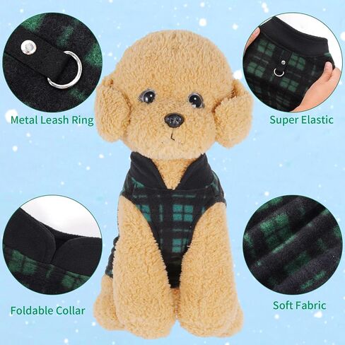 Rbenxia 4 Pieces Buffalo Plaid Dog Sweaters with Leash Ring Soft Fleece Vest Dogs Pullover Warm Jacket Pet Dogs Clothes Winter Dog Outfits for Small Puppy Cat Pets (Green, Blue, Grey, Red, Medium) in Kuwait
