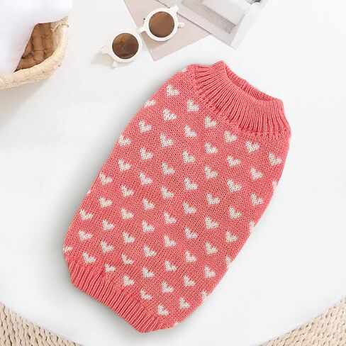 Dog Knitted Sweater Heart Sweater Puppy Sweater Warm Soft Pet Holiday Clothes for Small Cats and Dogs - L in Saudi Arabia
